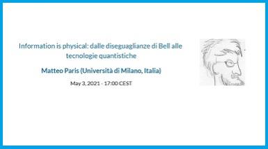 Seminario "Information is physical: dalle disuguaglianze di Bell alle tecnologie quantistiche"