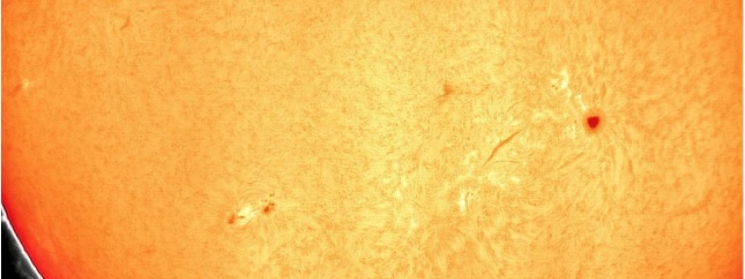 Il sole, osservato con il telescopio solare Daystar SolarScout 80mm montato in parallelo al  telescopio principale TOBi