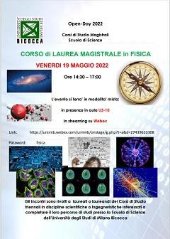 Open day Laurea Magistrale in Fisica 19 maggio 2022 Open day Laurea Magistrale in Fisica 19 maggio 2022