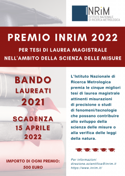 Locandina premio laurea INRIM 2022 Locandina premio laurea INRIM 2022